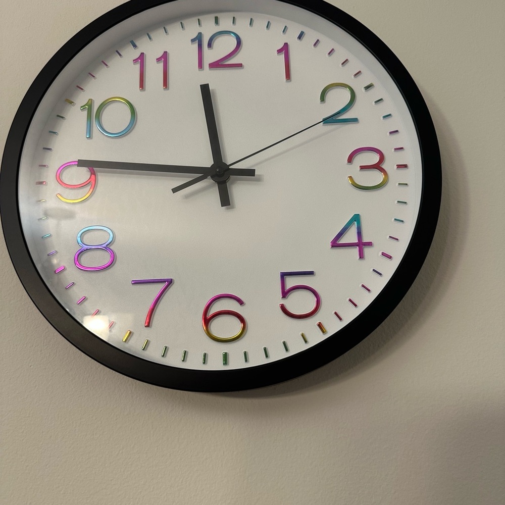 Colorful Wall Clock with Black Frame
